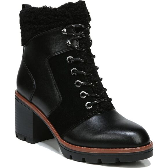 Naturalizer Womens VAL Black Leather Combat & Lace-up Boots Shoes NWOB - Picture 1 of 2